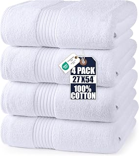 Utopia Towels - Bath Towel Set (4 Pieces, 69 x 137 cm) (White)