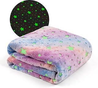 Winthome Glow in the Dark Blanket for Kids, Soft Flannel Fleece Throw,Oeko
