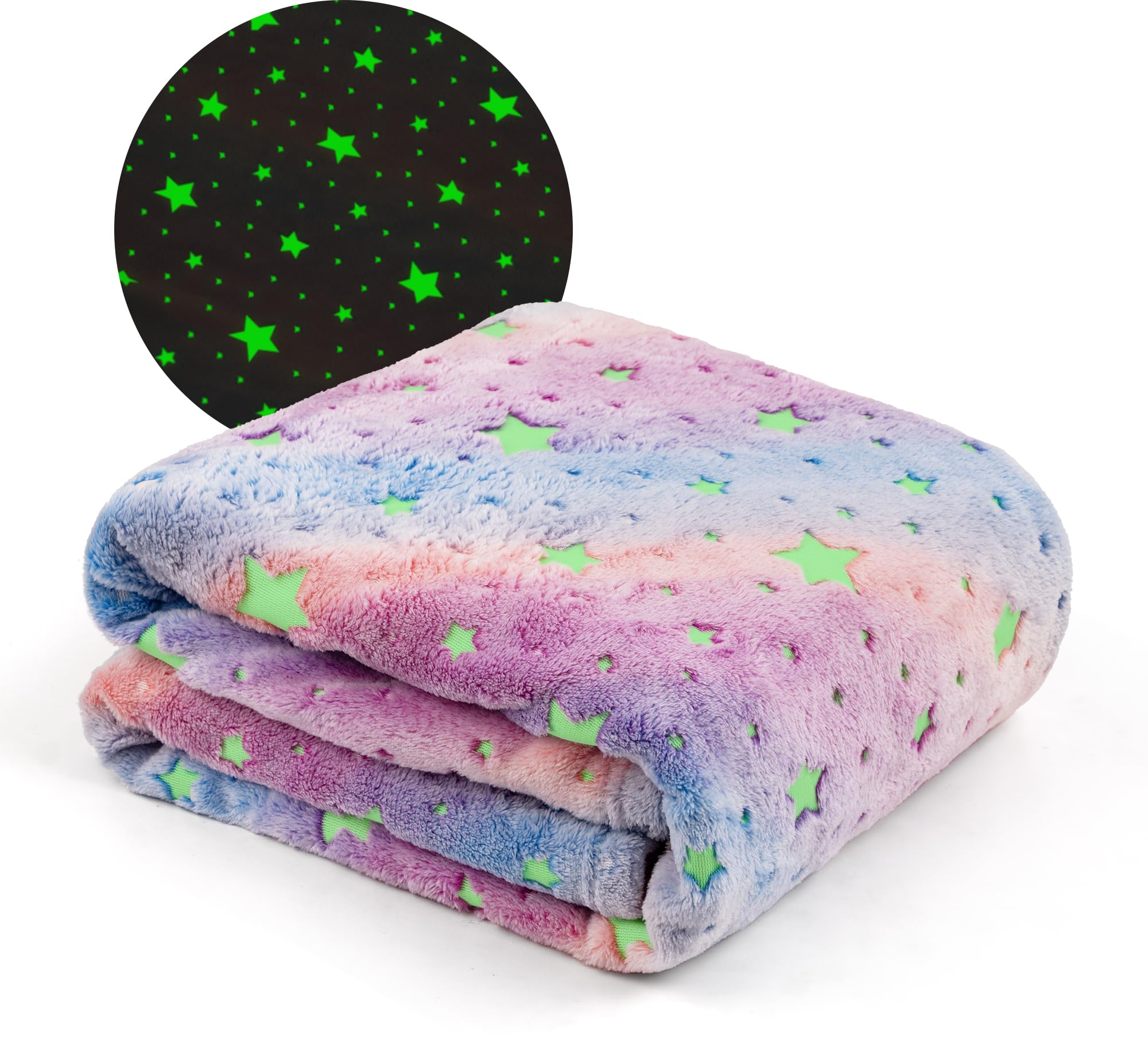 Winthome Glow in the Dark Blanket for Kids, Soft Flannel Fleece Throw,Oeko