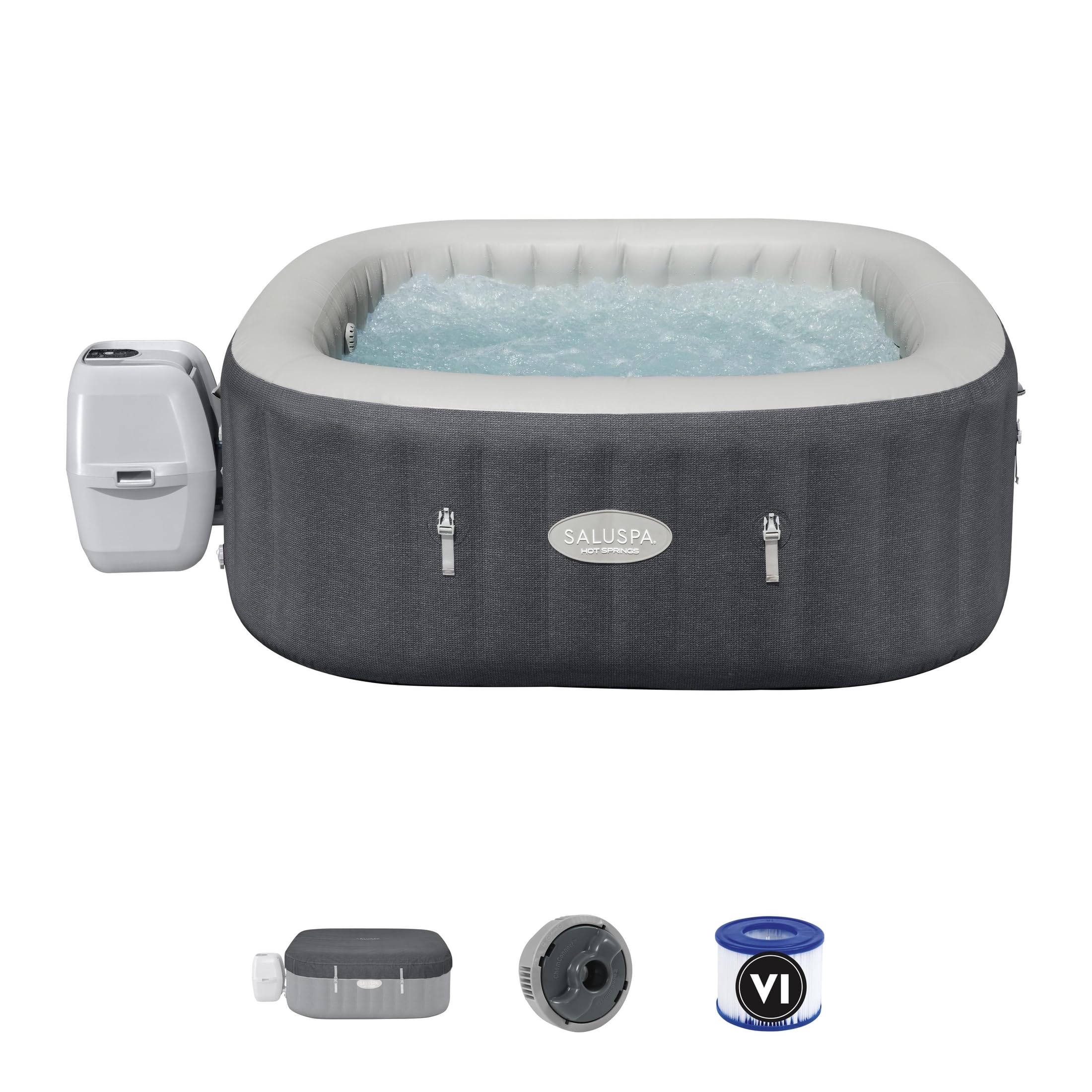 SaluSpa Hot Springs 4-6 Person Square Inflatable Hot Tub, Energy-Efficient | 40%