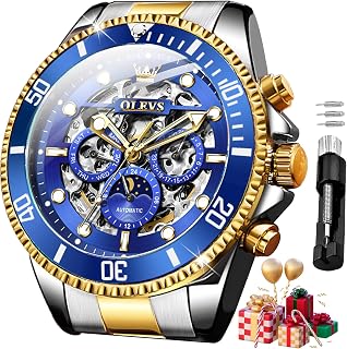 OLEVS Watches for Men Automatic Skeleton Original Luxury Waterproof Watch