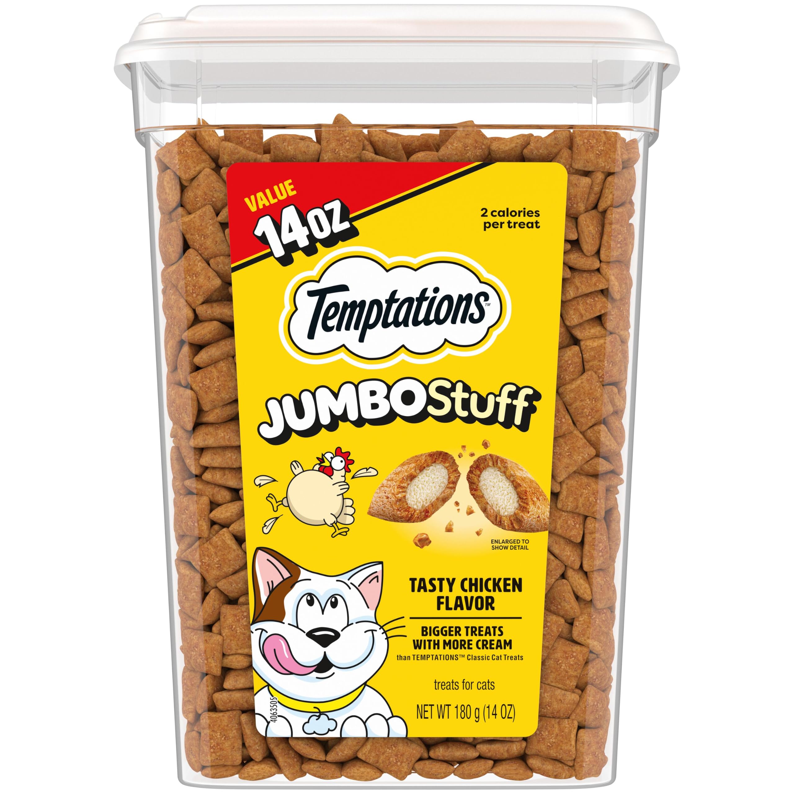 Temptations Jumbo Stuff Crunchy & Soft Cat Treats, Chicken, 14 oz | Crunchy outs