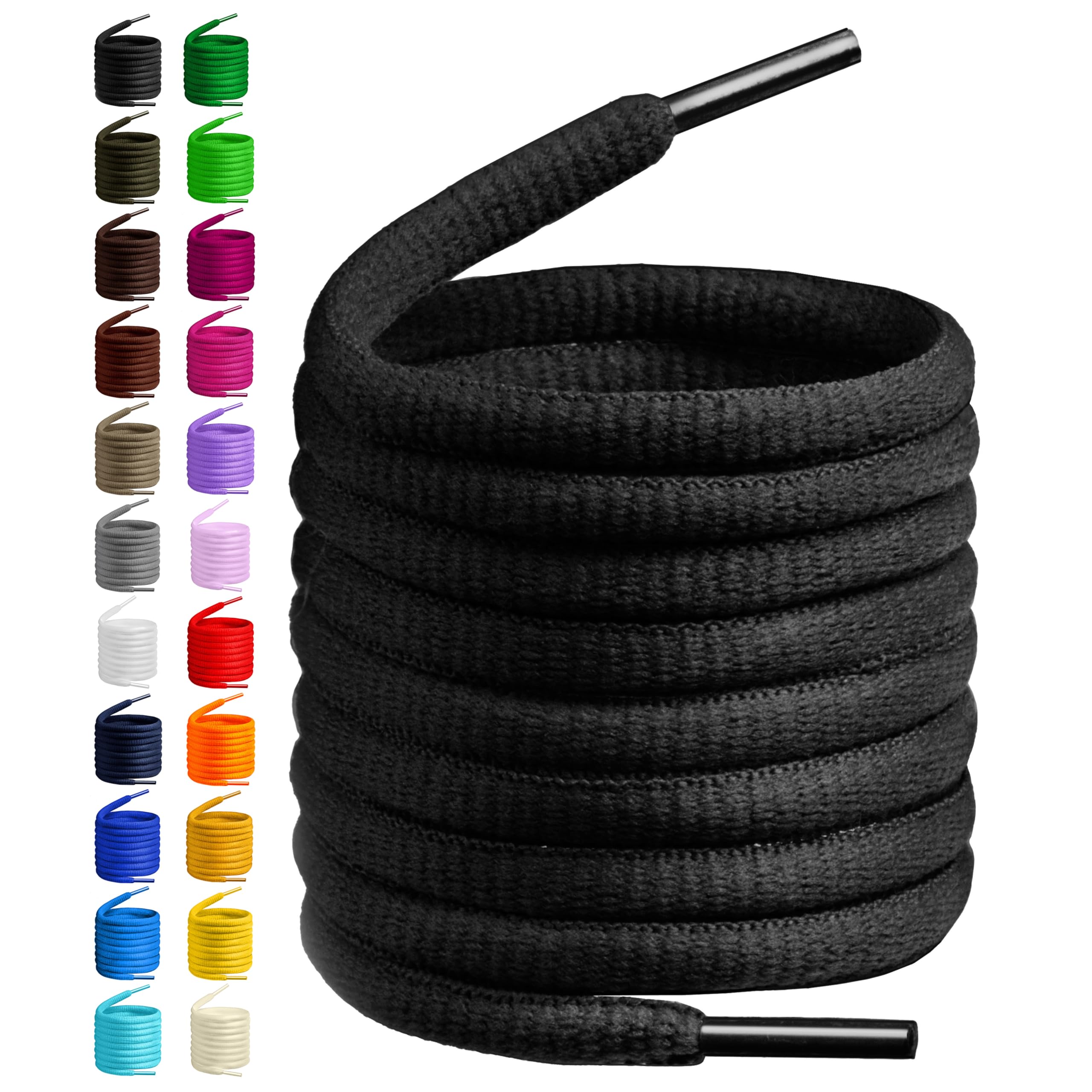 Birch Oval Shoelaces 27 Colors Half Round 1/4" Shoe Laces 4 Different Lengths