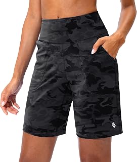 SANTINY Bermuda Shorts for Women with Pockets Athletic Workout Shorts