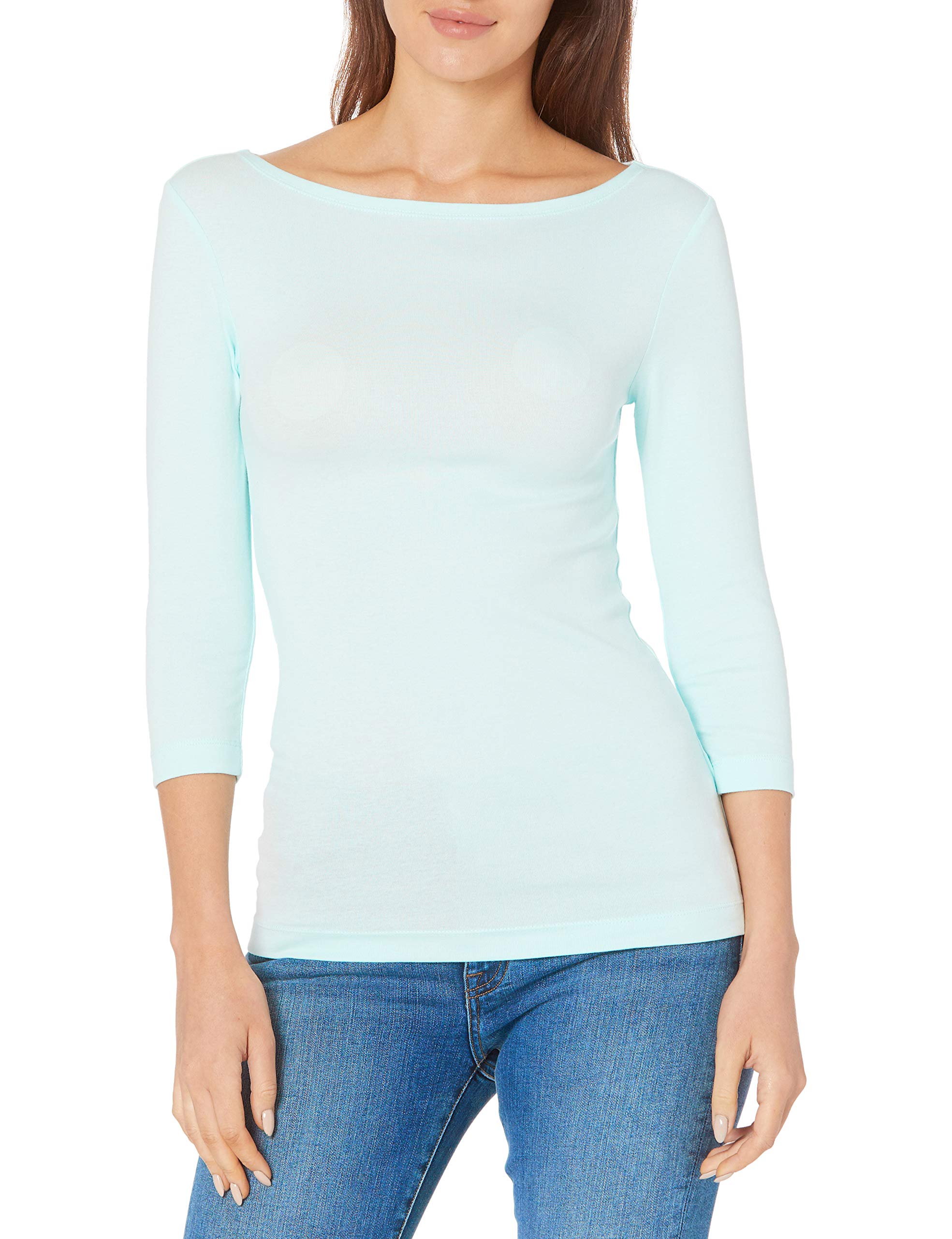 Amazon Essentials Women's T-Shirt with Boat Neck with 3/4 Sleeve Slim Fit