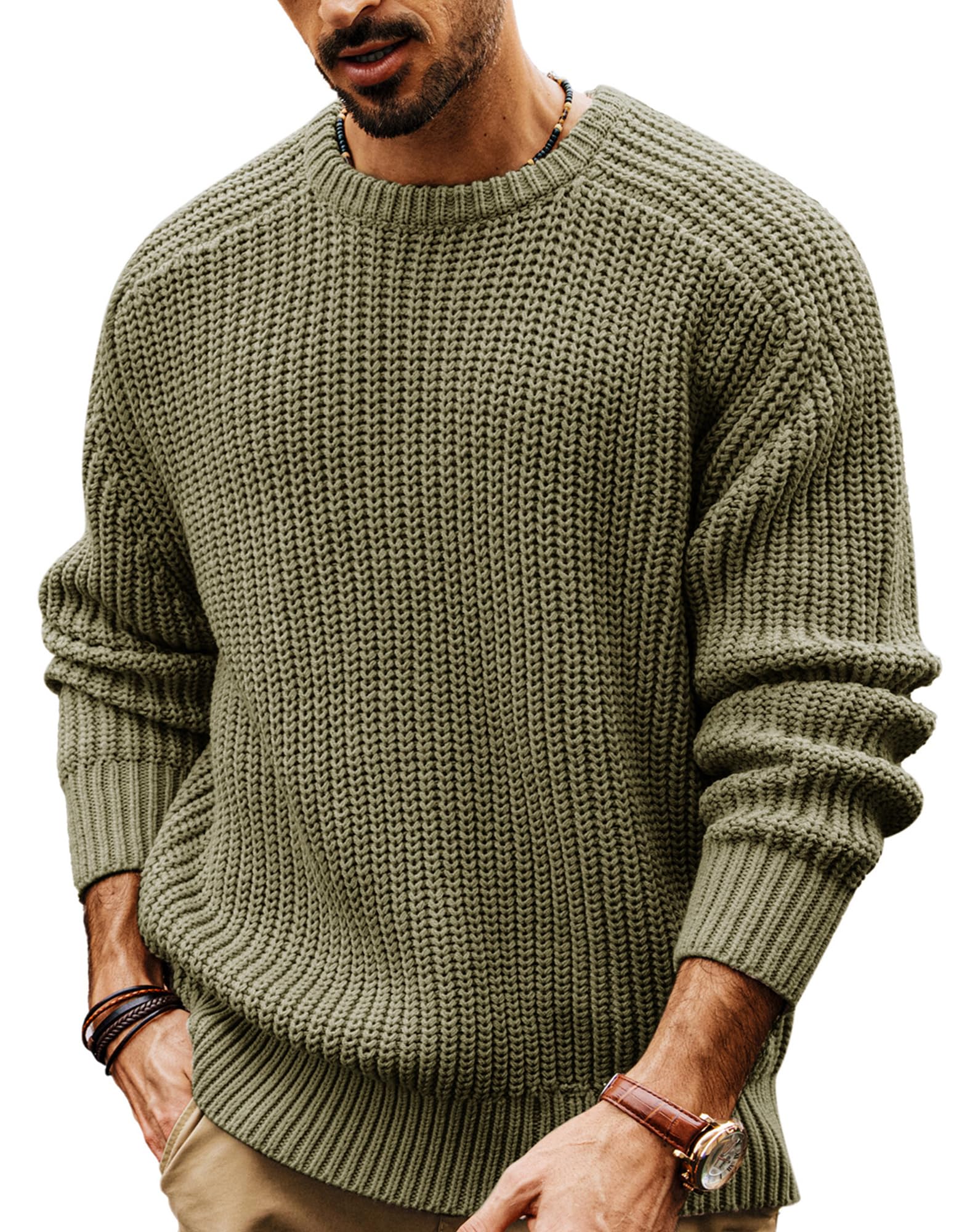 PJ PAUL JONES Men's Winter Chunky Knit Winter Jumper with Crew Neck Knitted Jump