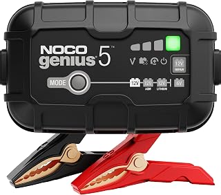 NOCO GENIUS5: 5A 6V/12V Smart Battery Charger – Automatic Maintainer, Trickle Charger & Desulfator with Overcharge Protection & Temperature Compensation – For Lead-Acid & Lithium Batteries