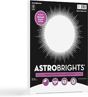 Astrobrights/Neenah Bright White Cardstock, 8.5" x 11", 65 lb, 75 Sheets | 96 Brightness, Smooth Premium Finish