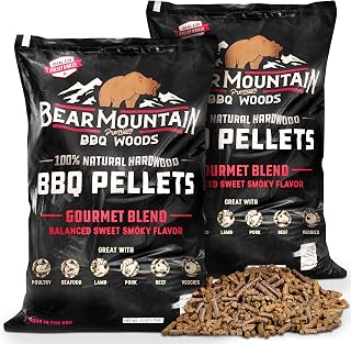 Bear Mountain BBQ 2 Pack Hardwood Smoker Pellets, Gourmet Blend, 20 lb Bag | Sweet and Smoky Barbecue Flavor for Red Meats, Poultry, and Vegetables, Works in Pellet, Gas, Charcoal, and Electric Grills