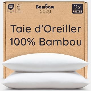 Bambaw Bamboo Pillowcases, 50 x 70 cm, Pack of 2, Refreshing, Soft for Hair and Face, Cooling and Anti-Dust Mite Sheet, Bamboo Sheet (White)