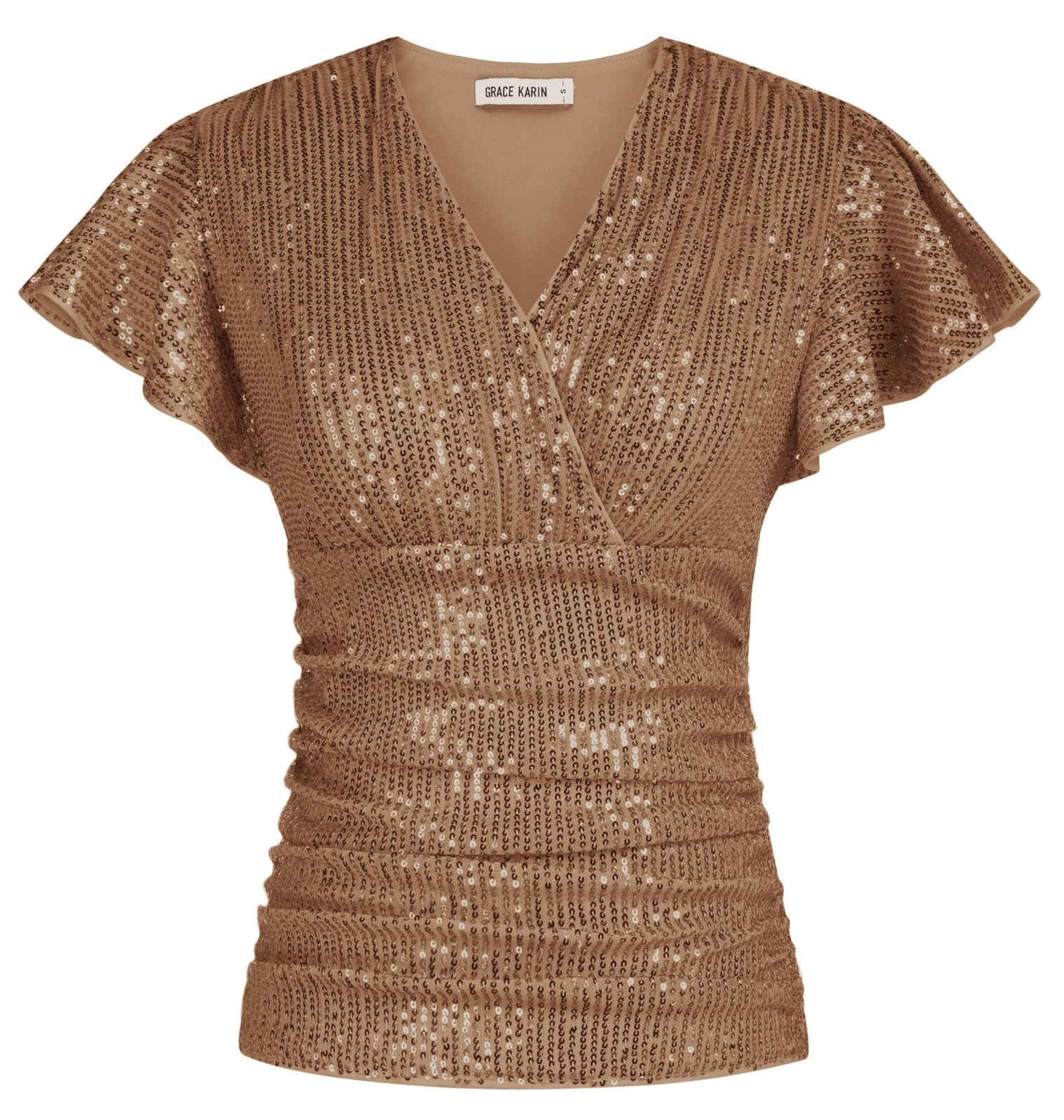 GRACE KARIN, Women Short Sleeve Ruffle V Neck Ruffled Tops Casual Summer