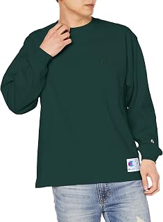 Champion C3-V414 Men's Long T-Shirt, Long Sleeve, Round Neck, 100% Cotton, Relax Fit, One-Point Logo, Embroidered, Long Sleeve, Action Style