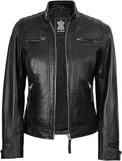 Decrum Cafe Racer Leather Jackets For Women Motorcycle Style