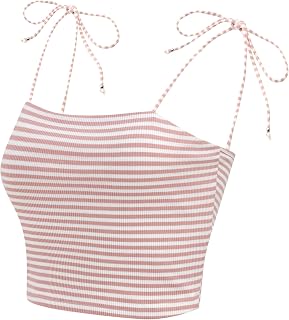 Allegra K Women Rainbow Striped Tie Spaghetti Straps Summer Cami Tops