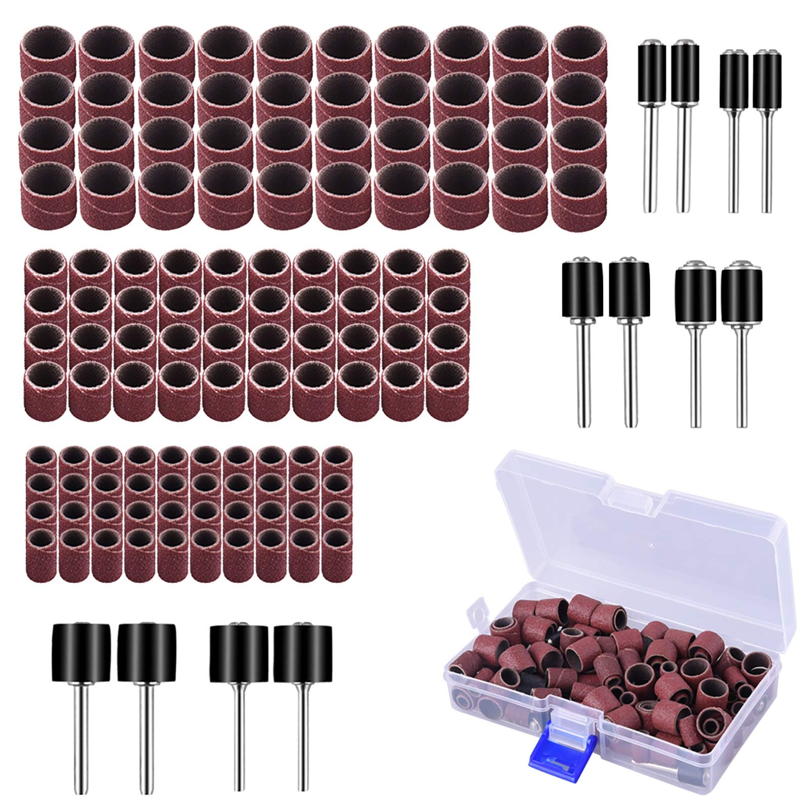 AUSTOR 132 Pieces Aluminum Oxide Sanding Drum Set with Free Box | Including 120 