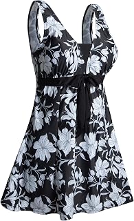 ECUPPER Women's Plus Size Swimsuit One Piece Skirted Swimwear Tummy Control Swimming Costume with Shorts