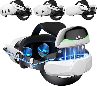 VR Head Strap with 10000mAh Battery for Meta Quest 3/Quest 3S/Quest 2,Comfortable Elite Strap with 45° Flip-Up Design, Adjustable VR Headset Accessories with Magnetic Detachable Battery Pack