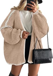 PRETTYGARDEN レディース オープンフロント オーバーサイズ カーディガン セーター