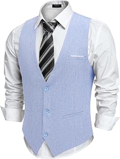 COOFANDY Vest Suit Man Business Solid Vest Dress Casual V Neck Vest Wedding Men Elegant with Pockets