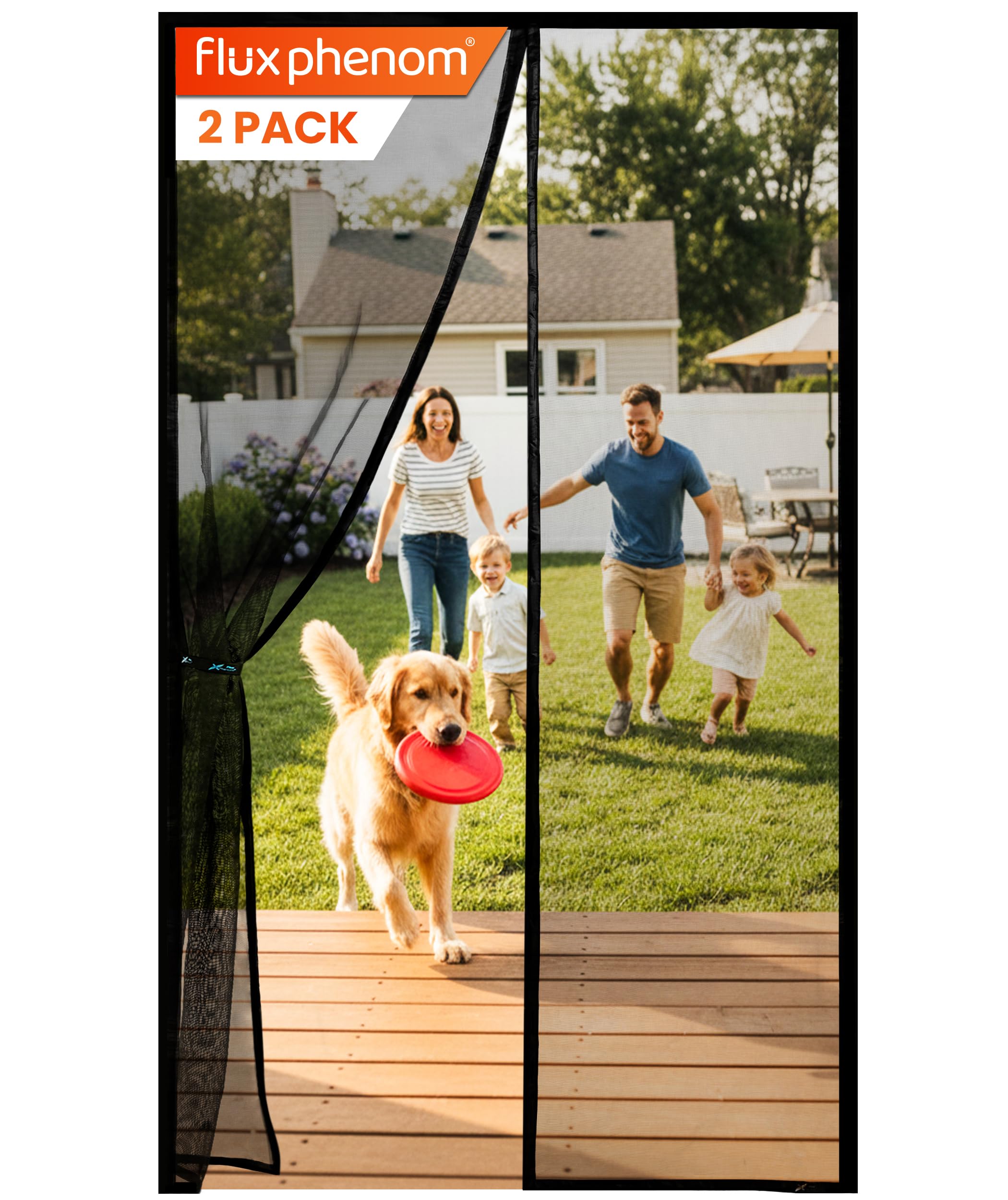 Flux Phenom Magnetic Screen Door (2 Pack) - Bugs Out, Breeze in - 9min Install A