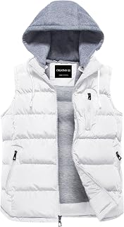 CREATMO US Men's Outdoor Winter Vest Outerwear Removable Hooded Padded Puffer Sleeveless Vest
