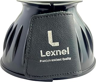 Lexnel Rubber Horse Bell Boots – Durable Overreach Protection & Secure Hook-and-Loop Closure (L-Black)
