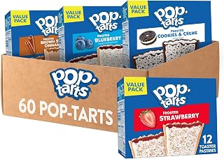 Pop-Tarts Toaster Pastries, Breakfast Foods, Kids Snacks, Value Pack, 4-Flavor Variety Pack (5 Boxes, 60 Pop-Tarts)