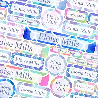123 School Name Labels for Children No Iron Name Tags for Clothes Name Stickers for Water Bottles, Uniform, Secondary School, College, Care Homes, Washable and Dishwasher Safe (Mermaid Scales)