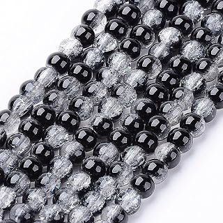200pcs Black Crackle Glass Beads 4mm Round Smooth Spacer Beads for Necklace Bracelet Earrings Jewelry Making DIY Crafts Making