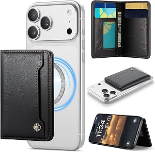 Vinich for MagSafe Wallet Magnetic RFID Blocking Card Holder, Black | Compatible with MagSafe Phones and Cases, Strong Magnet Minimalist Phone Wallet for iPhone 18 Pro/Max/17/16/15/14/13/12