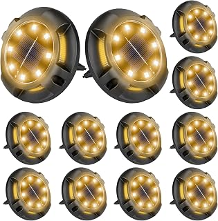 Fohil 12 Pack Solar Ground Lights for Pathway Lawn Yard Deck Garden Decor