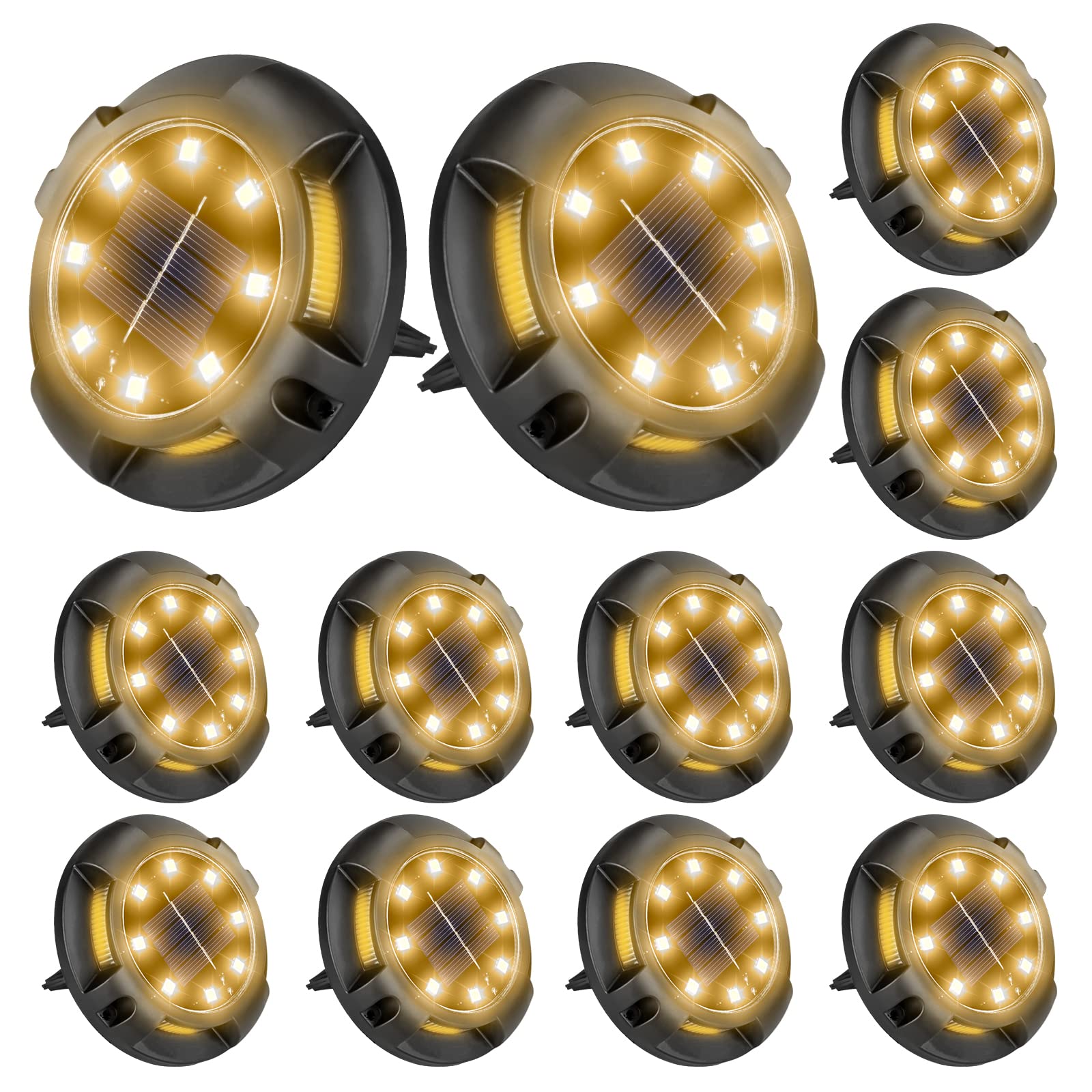 Fohil 12 Pack Solar Ground Lights for Pathway Lawn Yard Deck Garden Decor