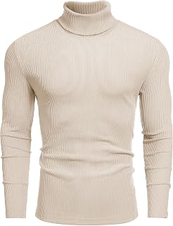 COOFANDY Men's Ribbed Turtleneck Sweater Casual Basic Long Sleeve Knitted Pullover Sweater