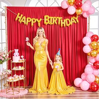 10ft x 7ft Red Backdrop Curtain for Parties Red Wrinkle Free Backdrop Drapes Panels for Wedding Baby Shower Birthday Photo Photography Christmas Polyester Fabric Background Decoration