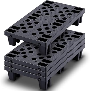 4 Pcs Plastic Pallets for Basement Storage, 19.6 x 11.8 x 3.9 Inch, Black | Nestable Moisture Waterproof Lightweight Floor Pallets with Breathable Grid for Indoor Outdoor, Supermarket, Warehouse,Sale