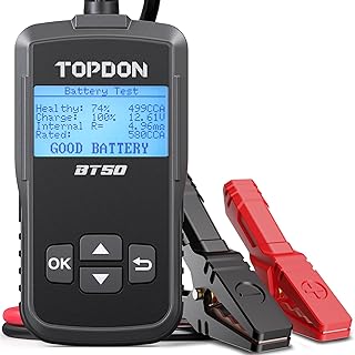 TOPDON BT50 12V Car Battery Tester, Cranking Charging System Tester | 100-2000 CCA Digital Battery Alternator Analyzer, 12V Car Battery Load Tester, for Car Motorcycle ATV SUV Boat Yacht