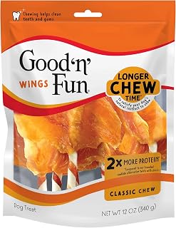 Good 'n' Fun Wings Long-Lasting Dog Treat Made With Real Protein, 12 oz | Premium Chicken, Pork and Beef Hide Chew, Supports Dental Health and Mental Stimulation, For Adult Dogs
