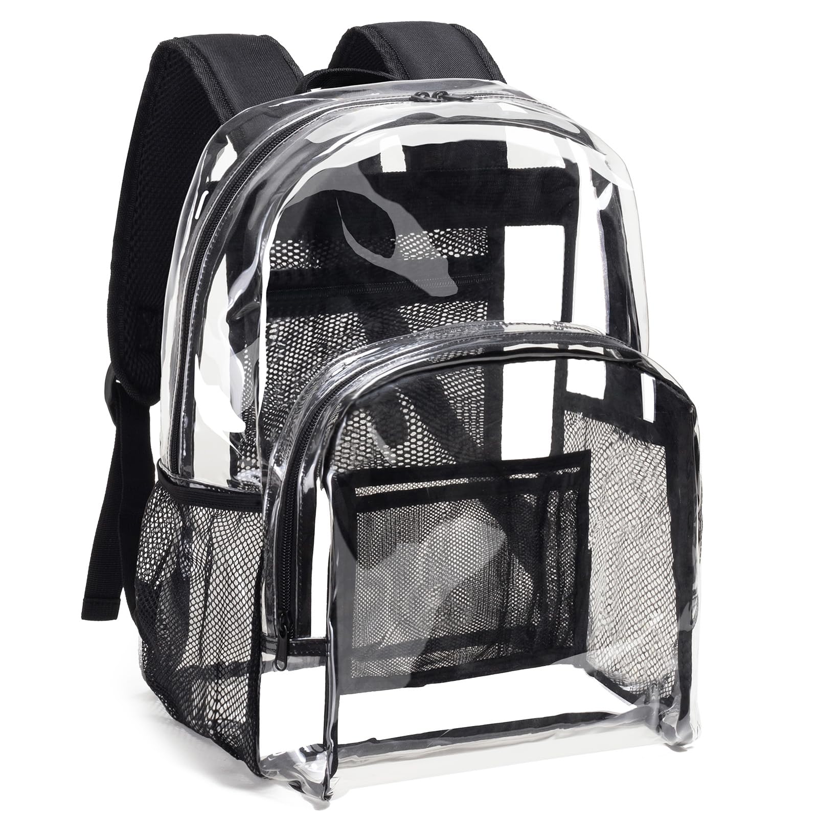 Vorspack Clear Backpack for School, Heavy Duty See Through Bookbag, Black | 16 I