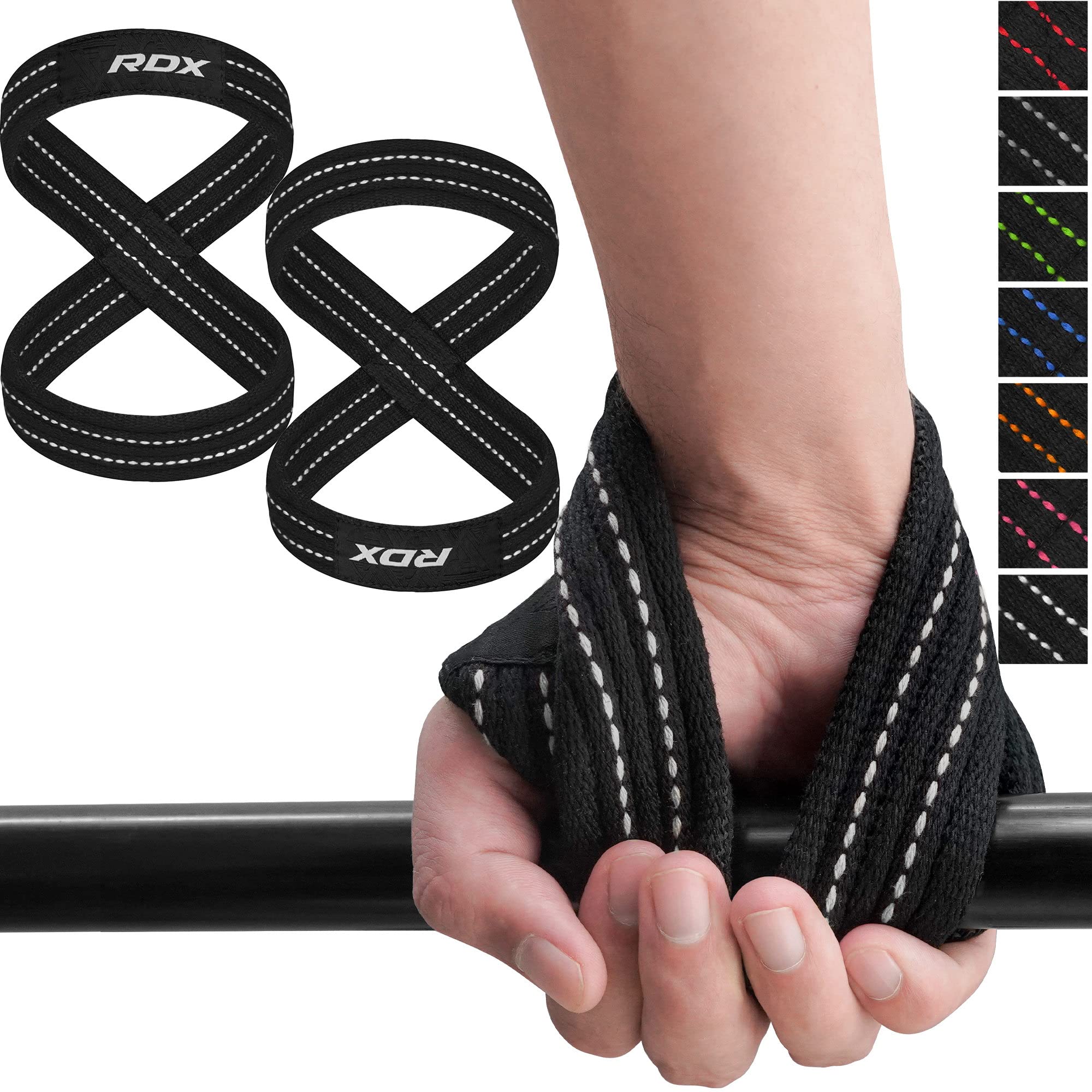 RDX Weight Lifting Straps Figure 8, Anti Slip Strap with cuffs wrist Support for
