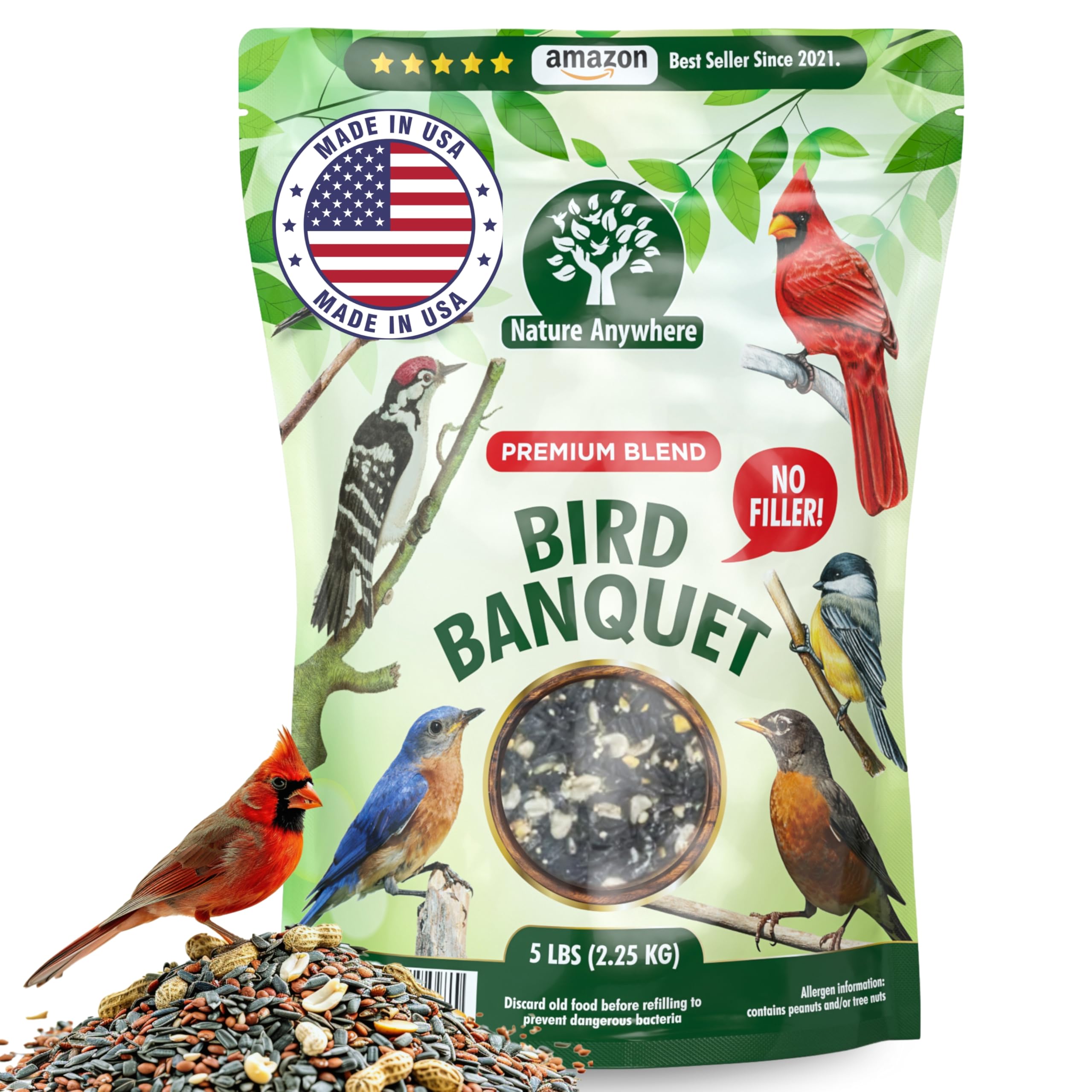 Nature Anywhere Bird Seed Bird Banquet Bird Seed for Outside Feeders, Wild Bird 