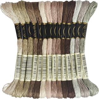 Embroidery Floss - Cross Stitch Threads - Friendship Bracelets Floss - Crafts Floss - 14 Skeins Per Pack Embroidery Floss, Light Mocha Brown Gradient