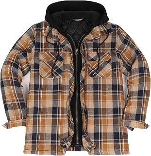 ZENTHACE Men's Hooded Flannel Jacket with Quilted Lining - Blue
