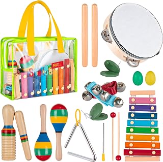 Stoie's Kids Musical Instruments Set – Wooden Percussion Instruments for Toddlers, Xylophone, Tambourine, Maracas, Music Toys for Toddlers, Preschool Musical Instruments