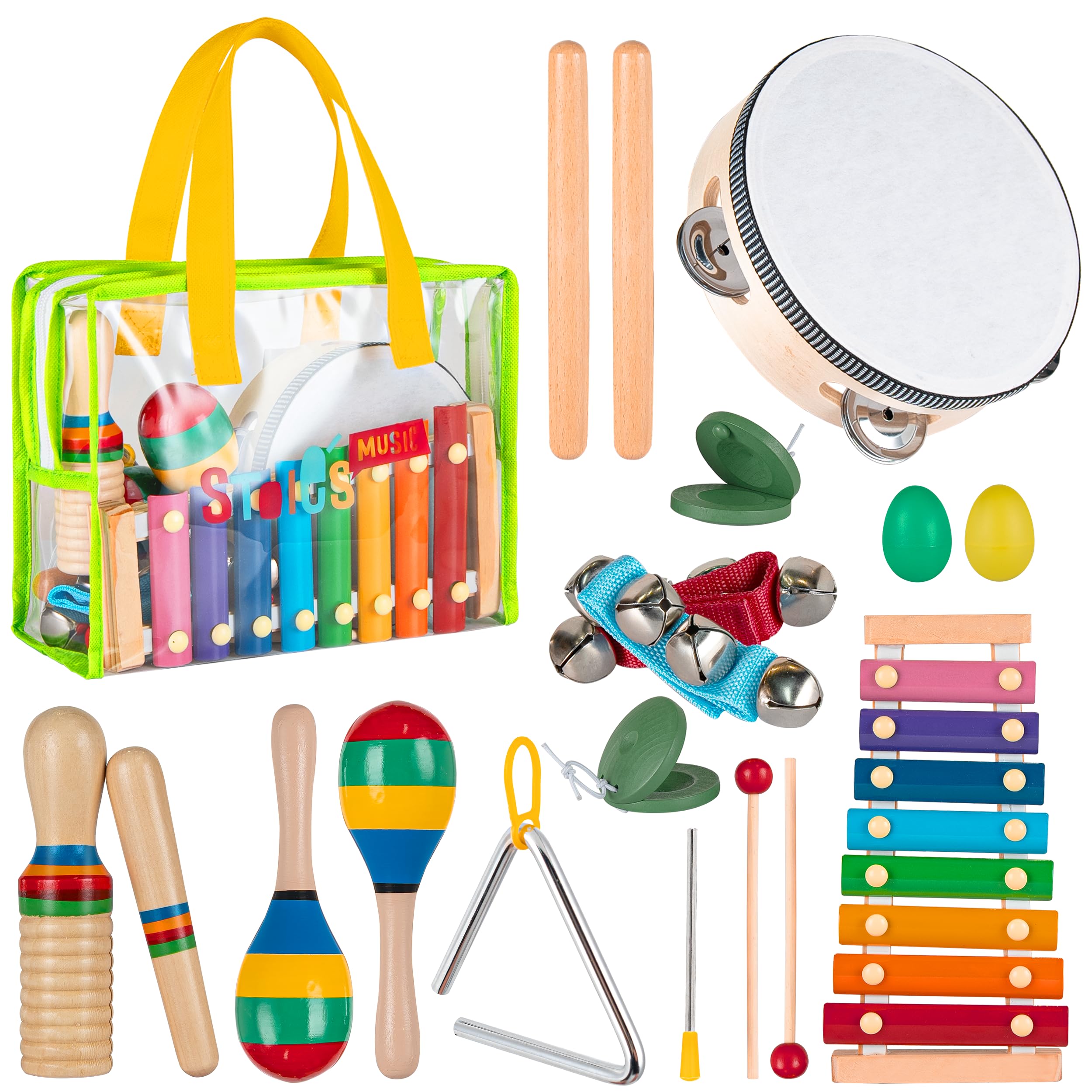 Stoie's Kids Musical Instruments Set – Wooden Percussion Instruments for Toddler
