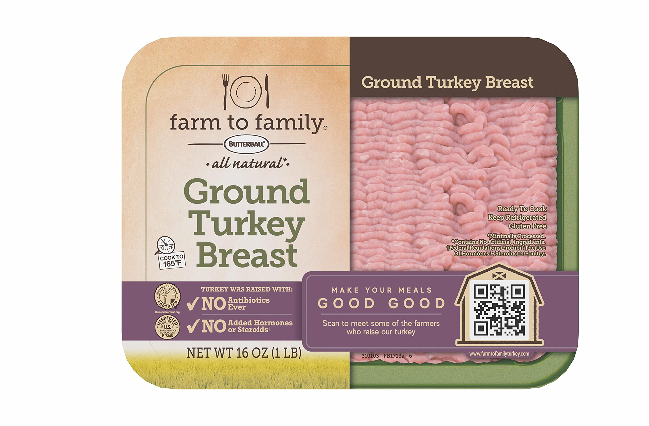 Farm to Family by Butterball, Fresh 98% Fat Free Ground Turkey, No Antibiotics E