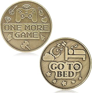 WUSUTE One More Game or Go to Sleep Gamer Decision Coin, Gifts for Gamer Boyfriend, Husband, Men, Gaming Accessories for Men, Game Gifts for Christmas, Valentine's Day, His Birthday