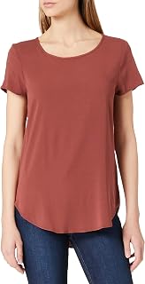 VERO MODA VMBECCA Basic Short Sleeve T-Shirt with Round Neck for Women Solid Long Top