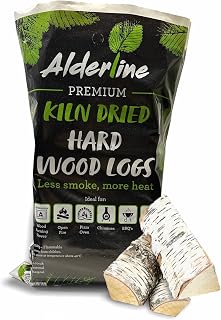 Alderline Kiln-Dried Birch Hardwood Logs 25 L - Ready to Burn firewood - Smokeless 25 cm fire logs for wood burner, Stoves, Fire Pits, and More! - 1-Pack
