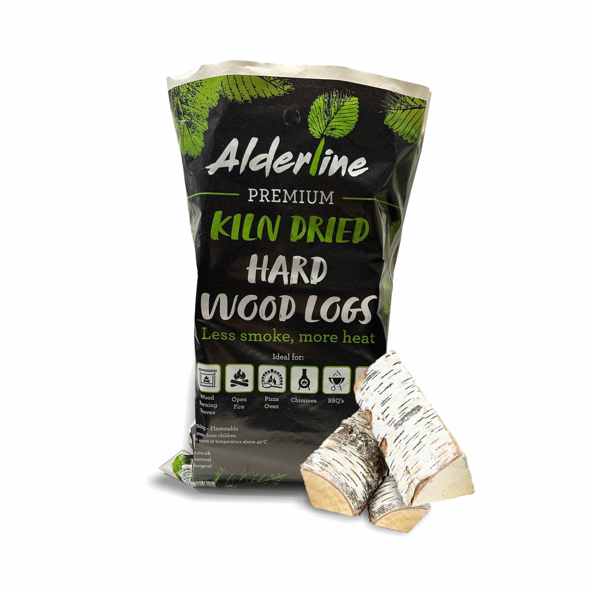 Alderline Kiln-Dried Birch Hardwood Logs 25 L - Ready to Burn firewood - Smokele