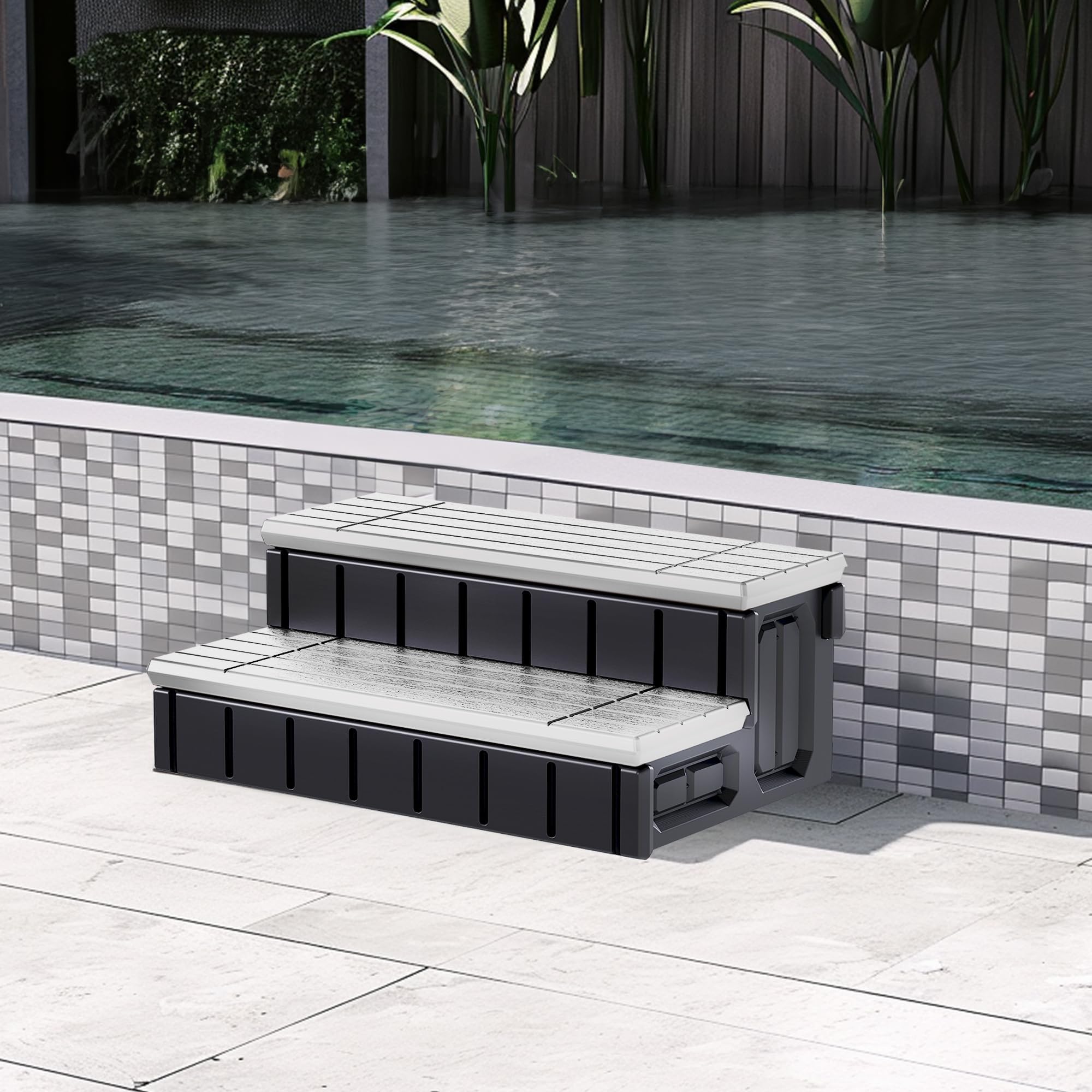 KUAFU Universal Spa Hot Tub Step with Storage Outdoor Indoor Compartment | Spa 2